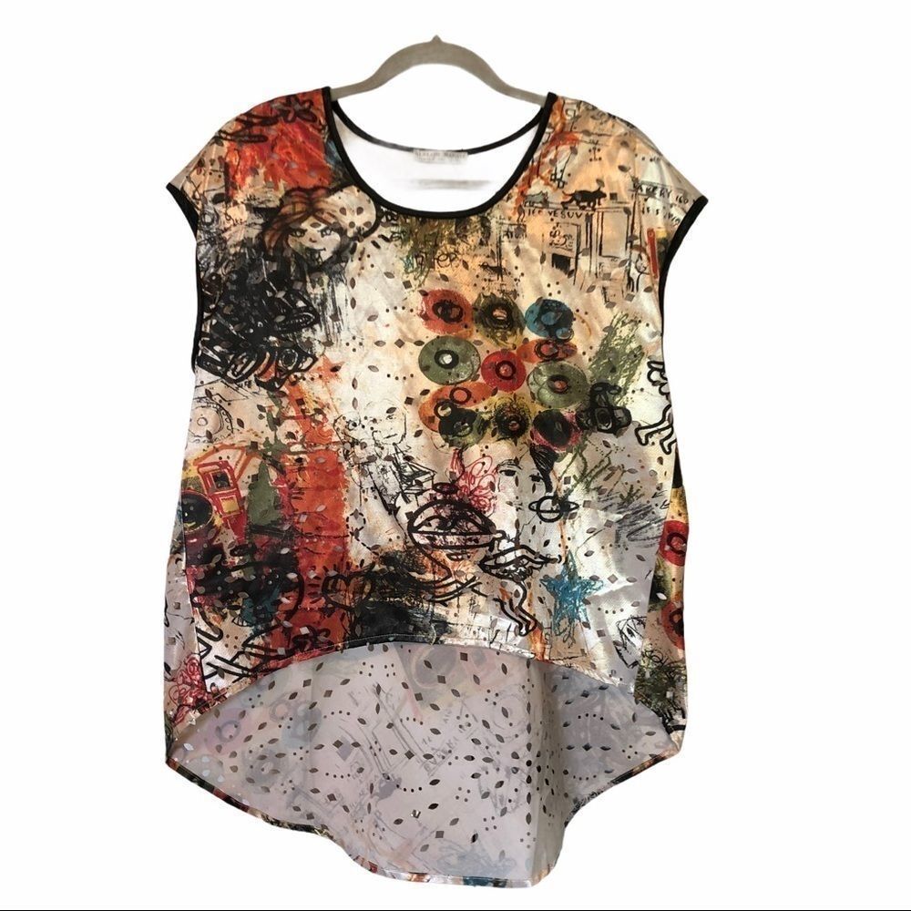 Alberto Makali Abstract Laser Cut Blouse Medium